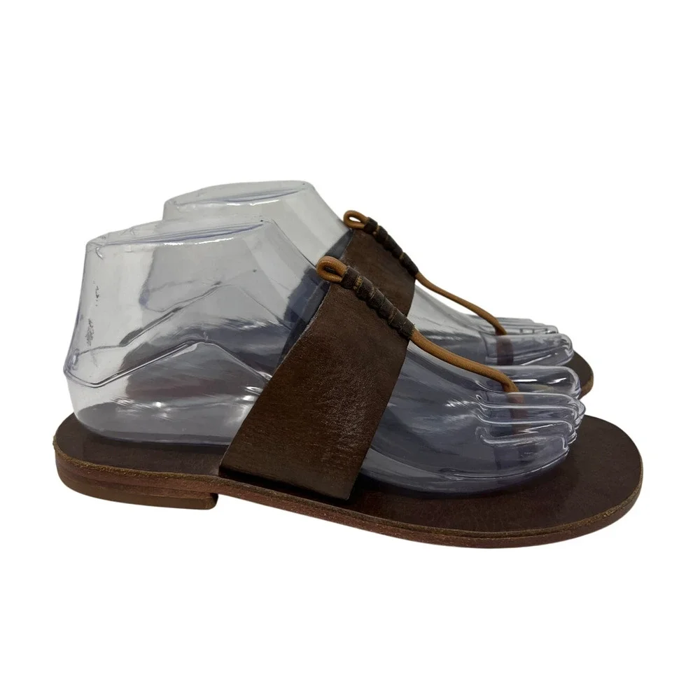 Akis Brown Genuine Leather Thong Sandals 8 Minimalist Classic